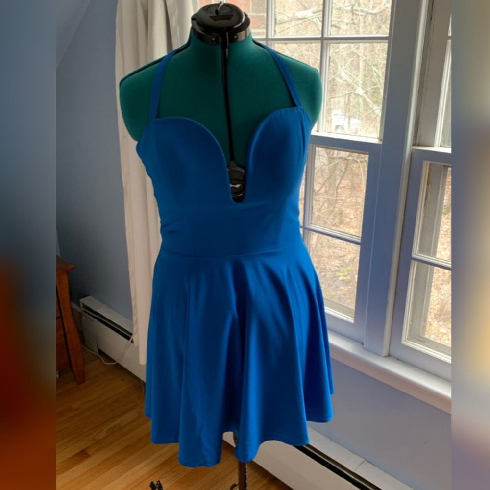 Sexy Blue Bebe Skater Dress size 12